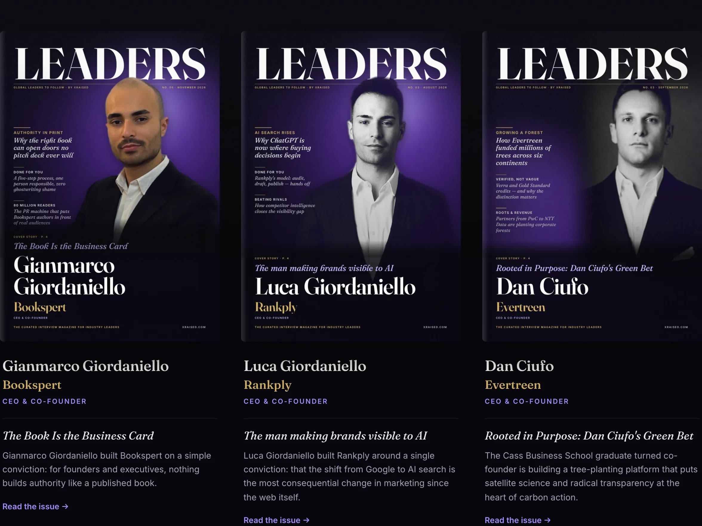 Three issues of Xraised Magazine on the magazine page