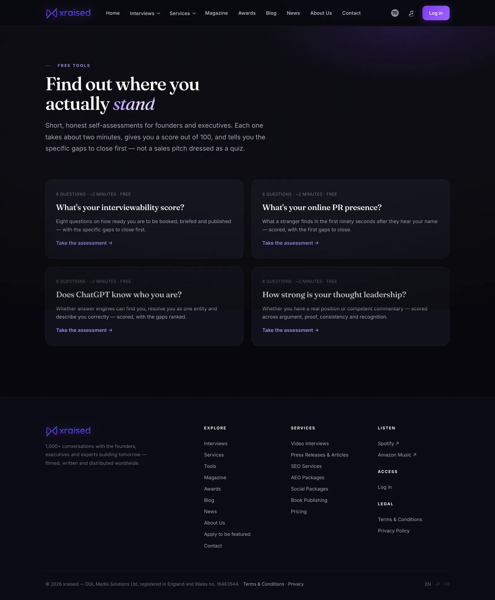 The four free self-assessment tools on Xraised